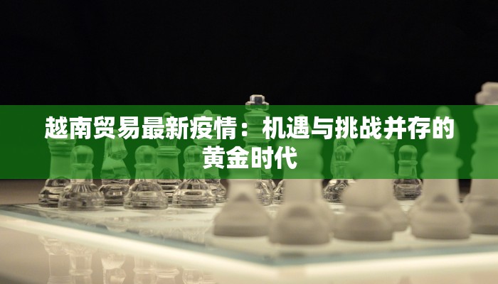 越南贸易最新疫情：机遇与挑战并存的黄金时代