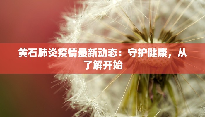 黄石肺炎疫情最新动态：守护健康，从了解开始